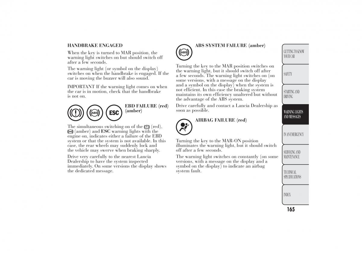 Lancia Ypsilon II 2 owners manual / page 169