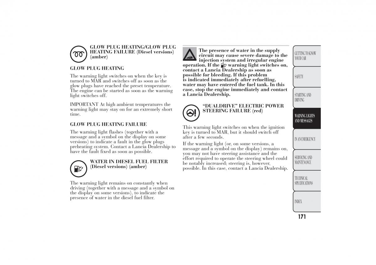 Lancia Ypsilon II 2 owners manual / page 175