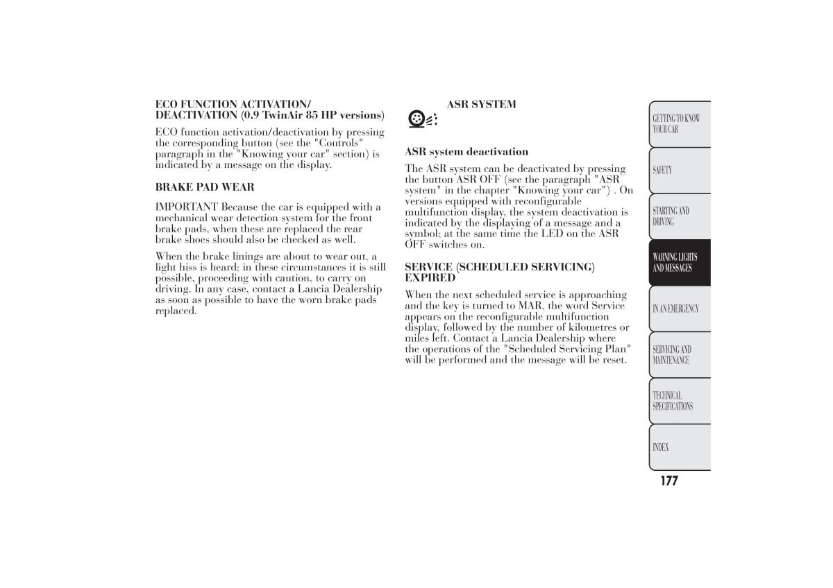 Lancia Ypsilon II 2 owners manual / page 181