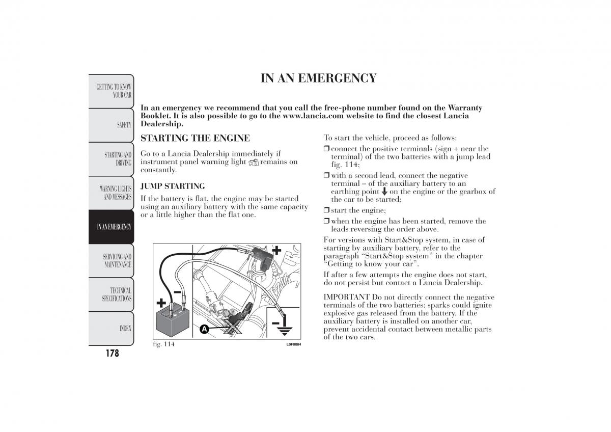 Lancia Ypsilon II 2 owners manual / page 182