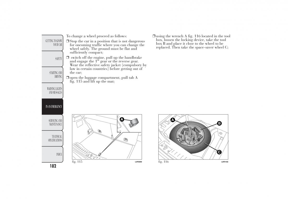 Lancia Ypsilon II 2 owners manual / page 186