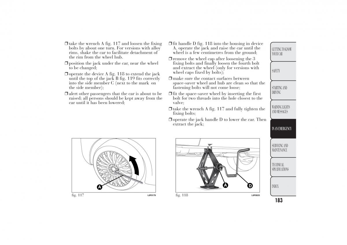 Lancia Ypsilon II 2 owners manual / page 187