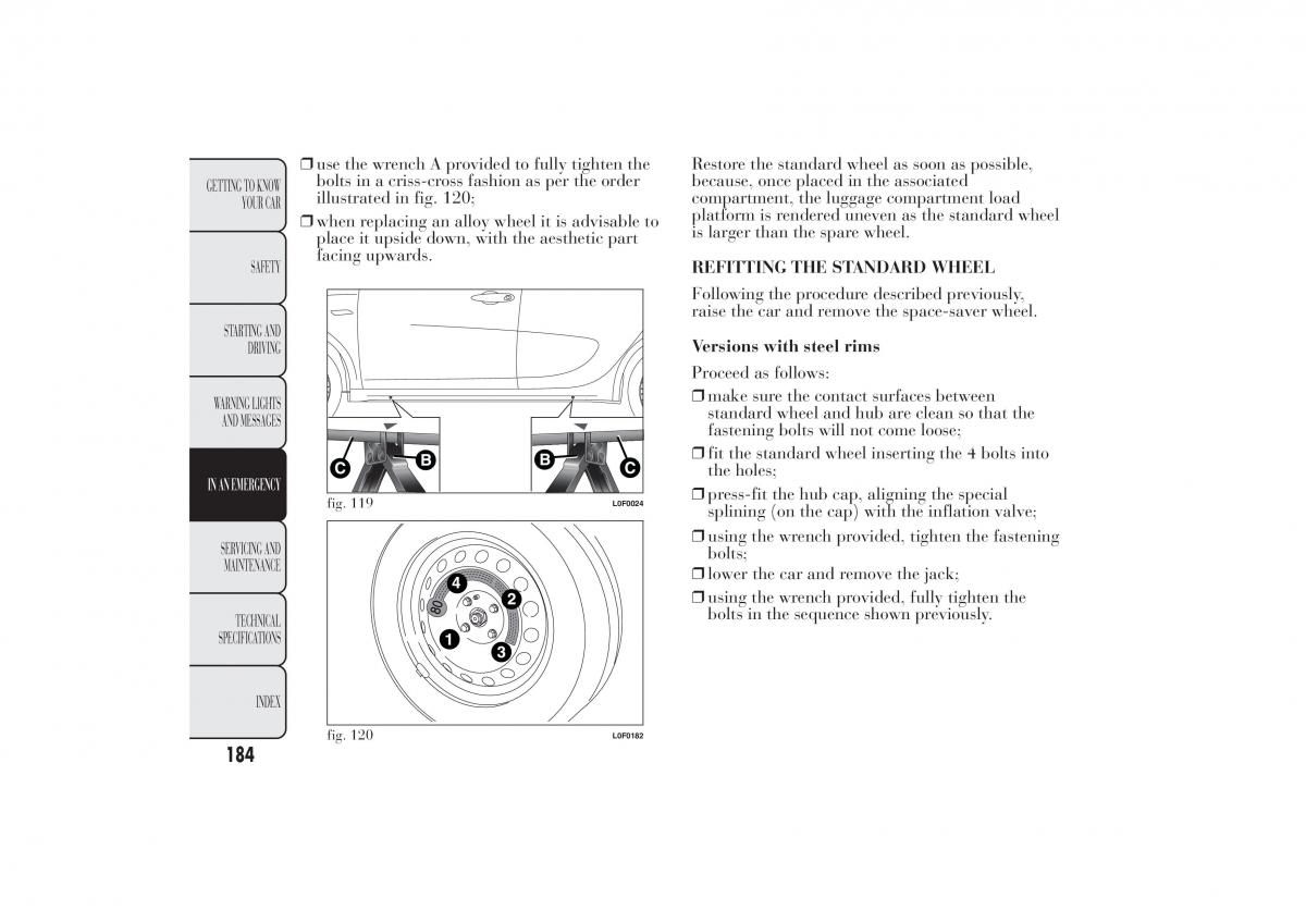 Lancia Ypsilon II 2 owners manual / page 188