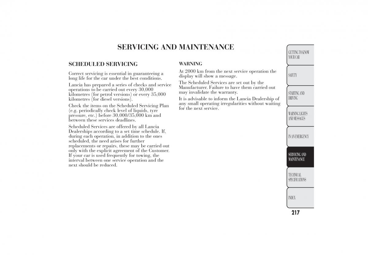 Lancia Ypsilon II 2 owners manual / page 221