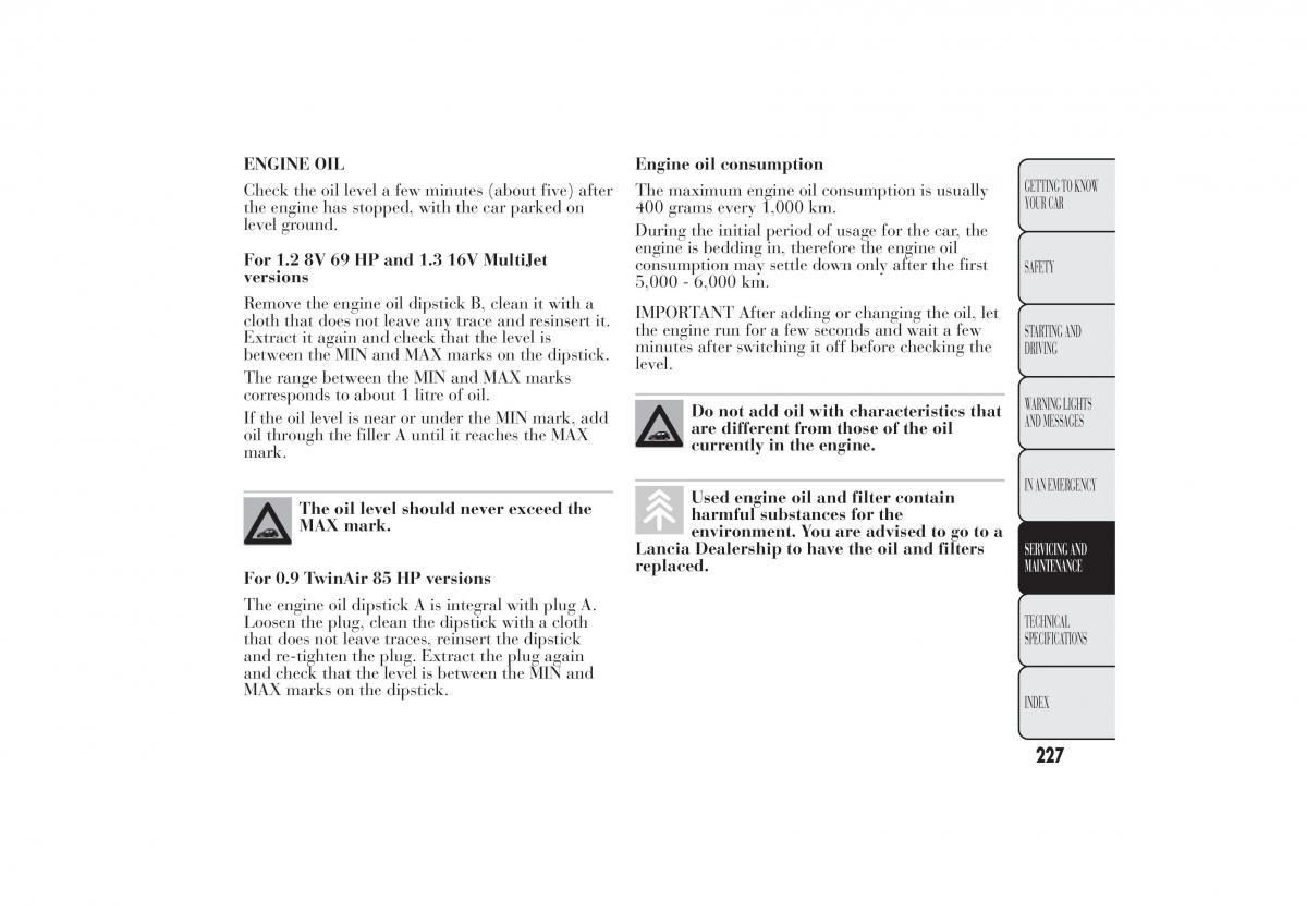 Lancia Ypsilon II 2 owners manual / page 231