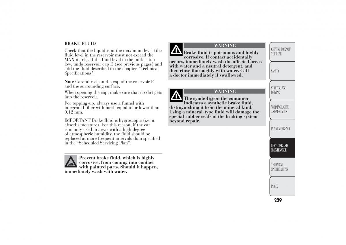 Lancia Ypsilon II 2 owners manual / page 233