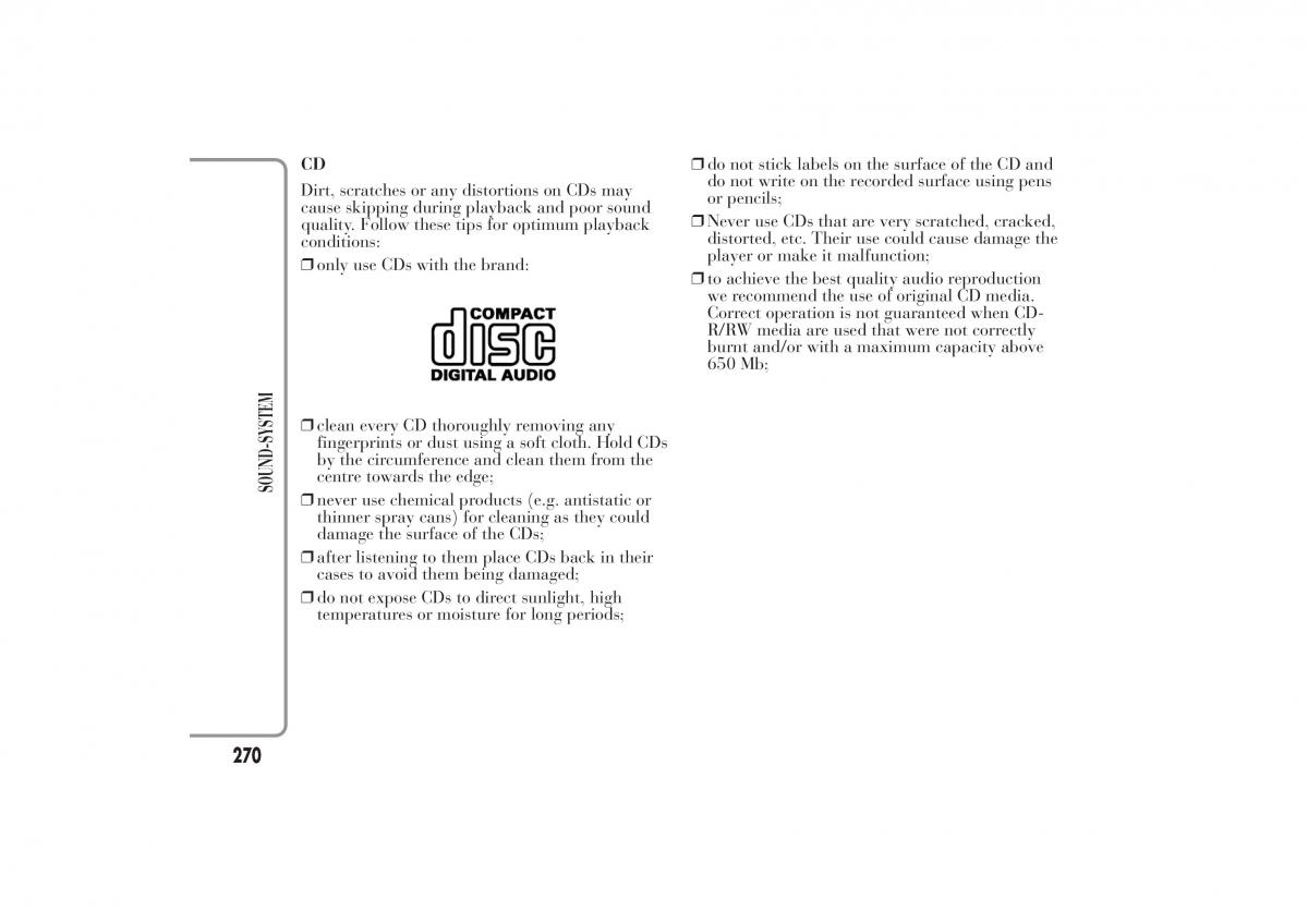 Lancia Ypsilon II 2 owners manual / page 274