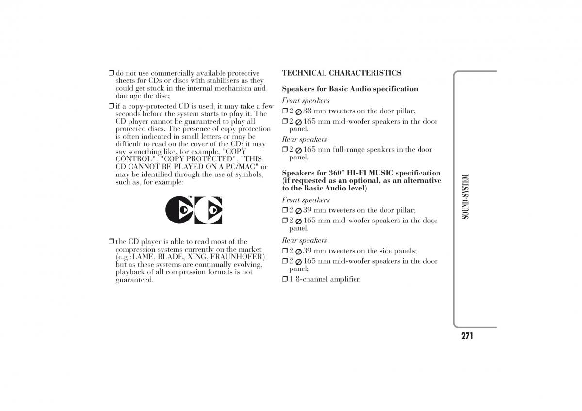 Lancia Ypsilon II 2 owners manual / page 275