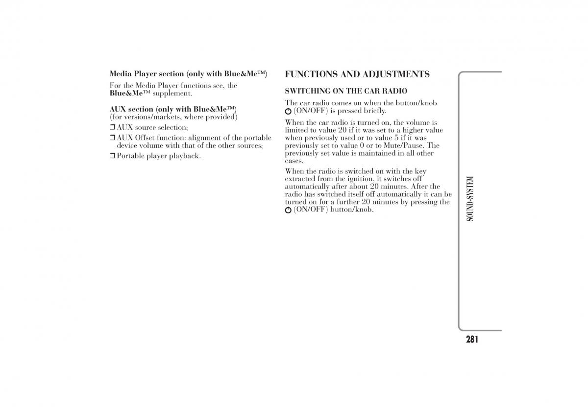 Lancia Ypsilon II 2 owners manual / page 285