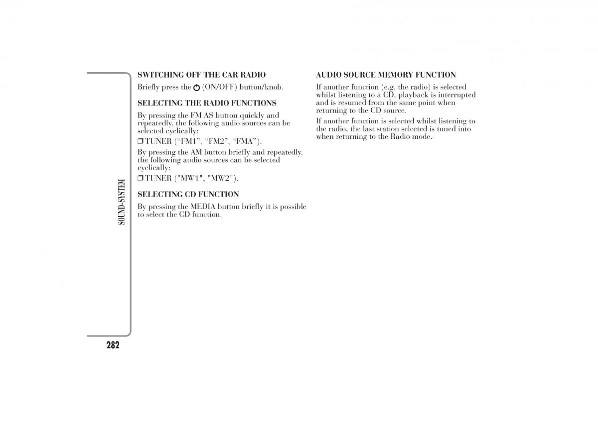 Lancia Ypsilon II 2 owners manual / page 286