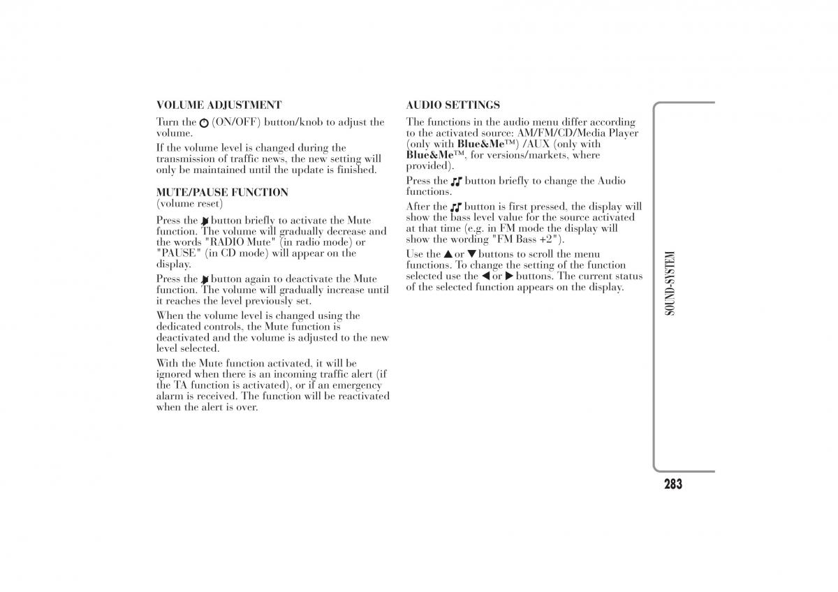 Lancia Ypsilon II 2 owners manual / page 287