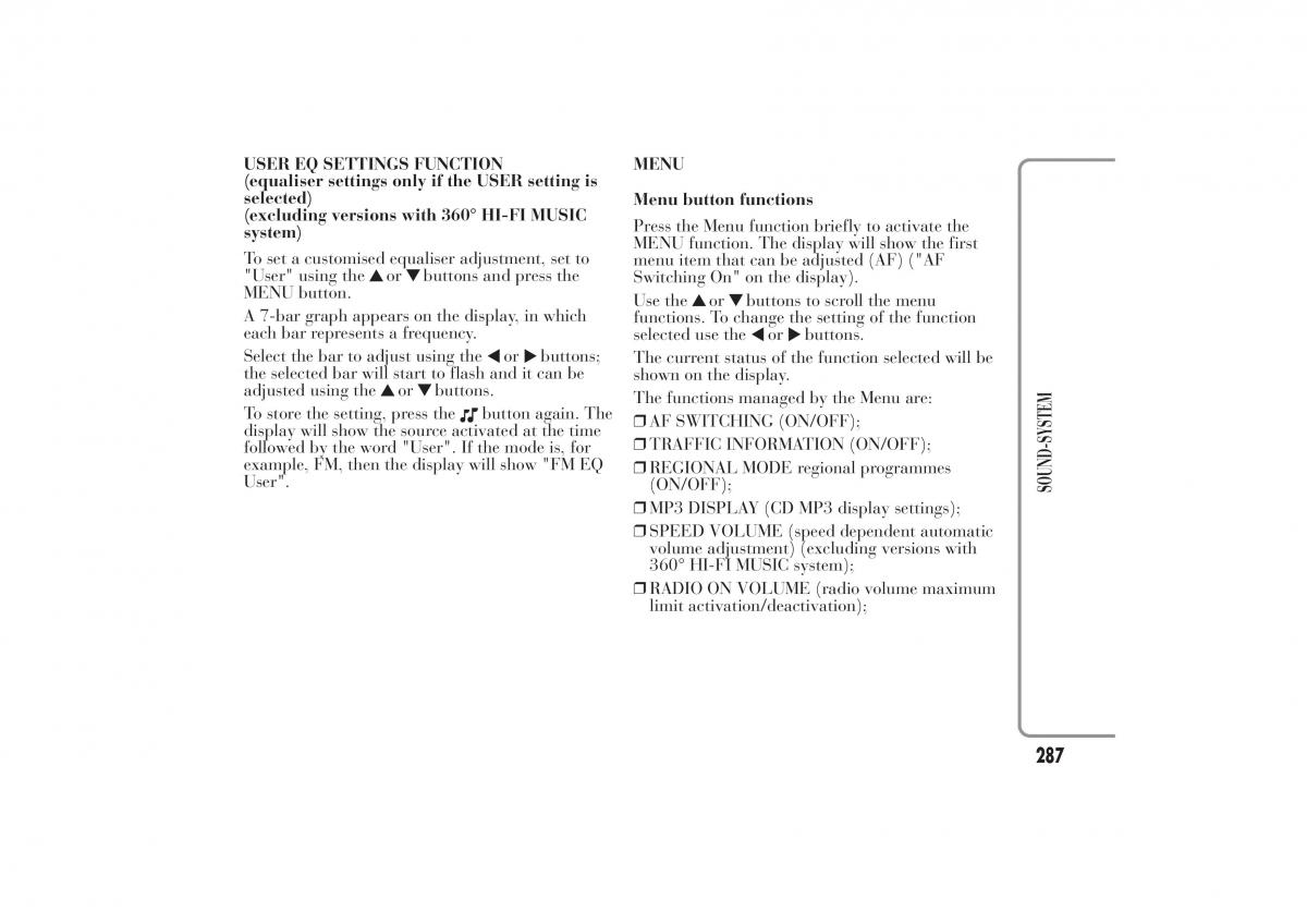 Lancia Ypsilon II 2 owners manual / page 291