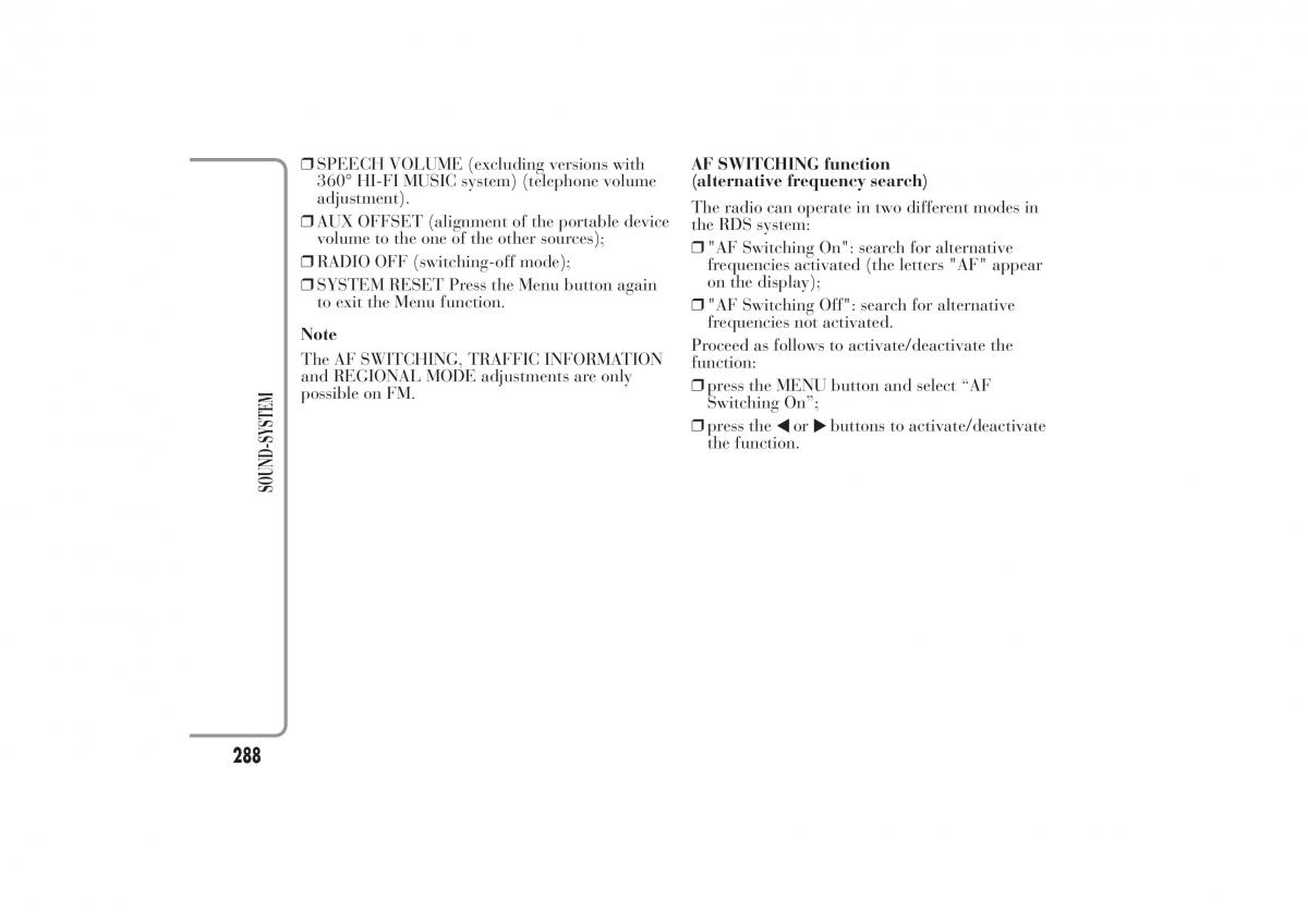 Lancia Ypsilon II 2 owners manual / page 292