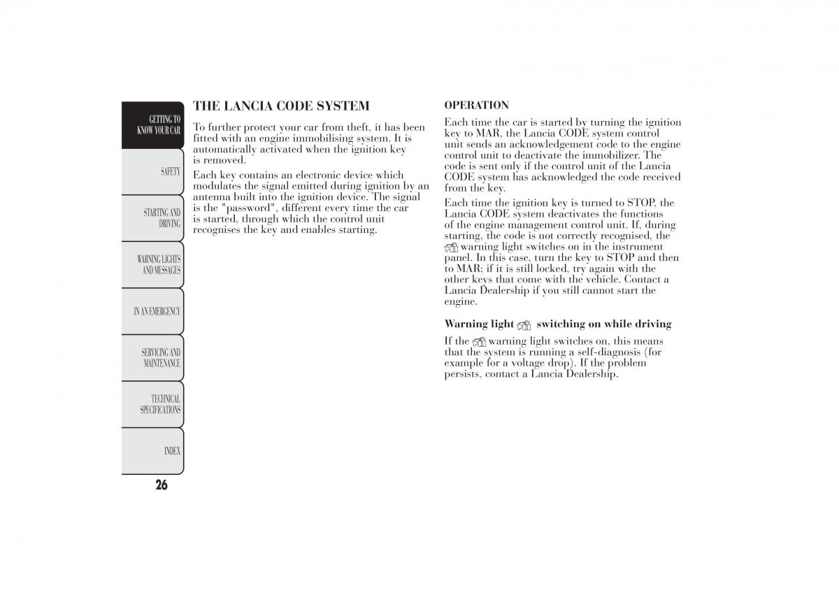 Lancia Ypsilon II 2 owners manual / page 30