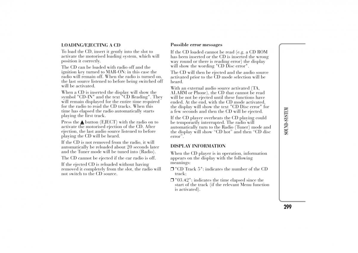 Lancia Ypsilon II 2 owners manual / page 303