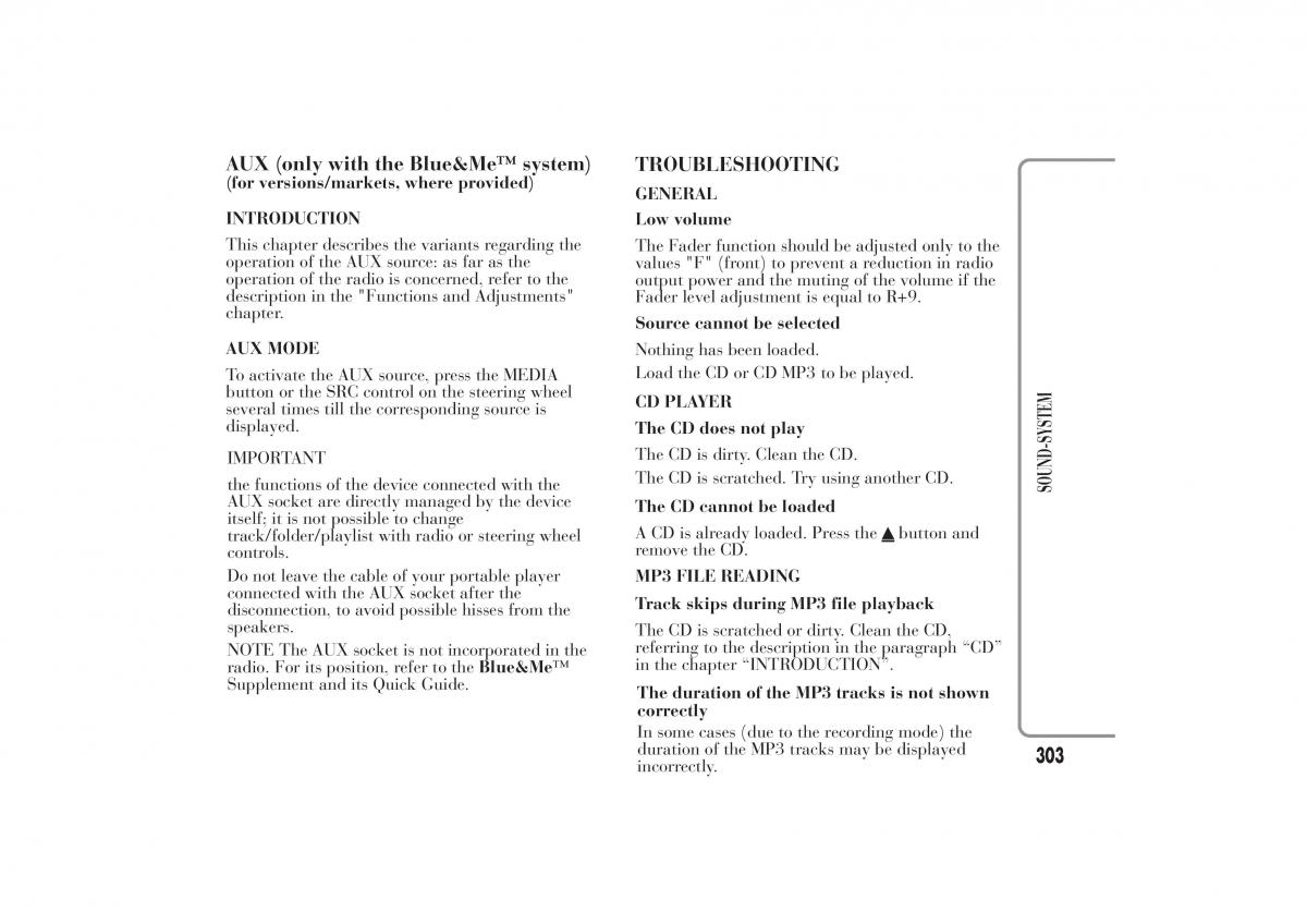 Lancia Ypsilon II 2 owners manual / page 307