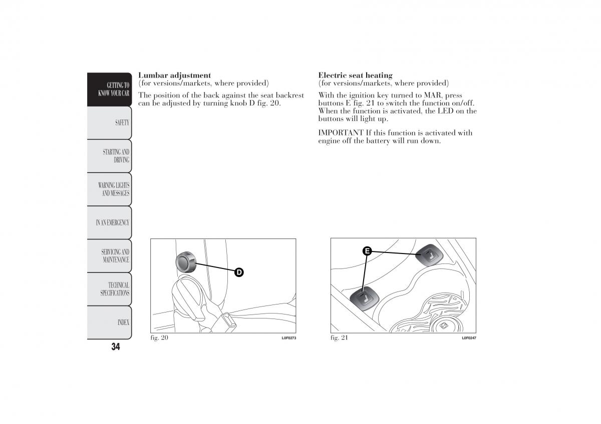 Lancia Ypsilon II 2 owners manual / page 38