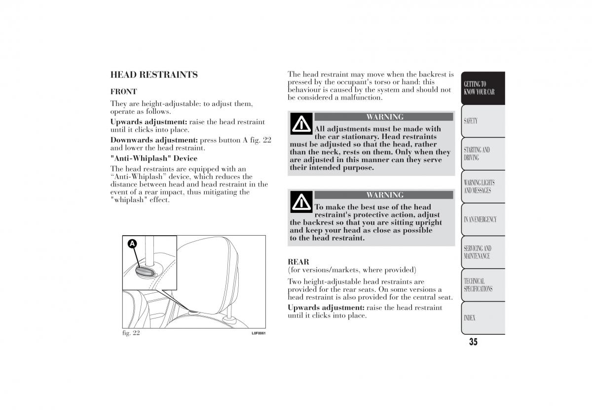 Lancia Ypsilon II 2 owners manual / page 39