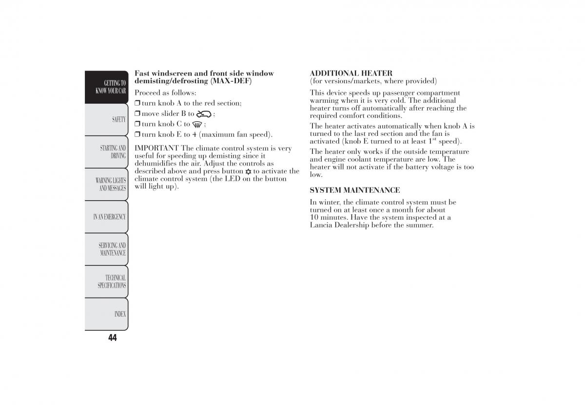 Lancia Ypsilon II 2 owners manual / page 48