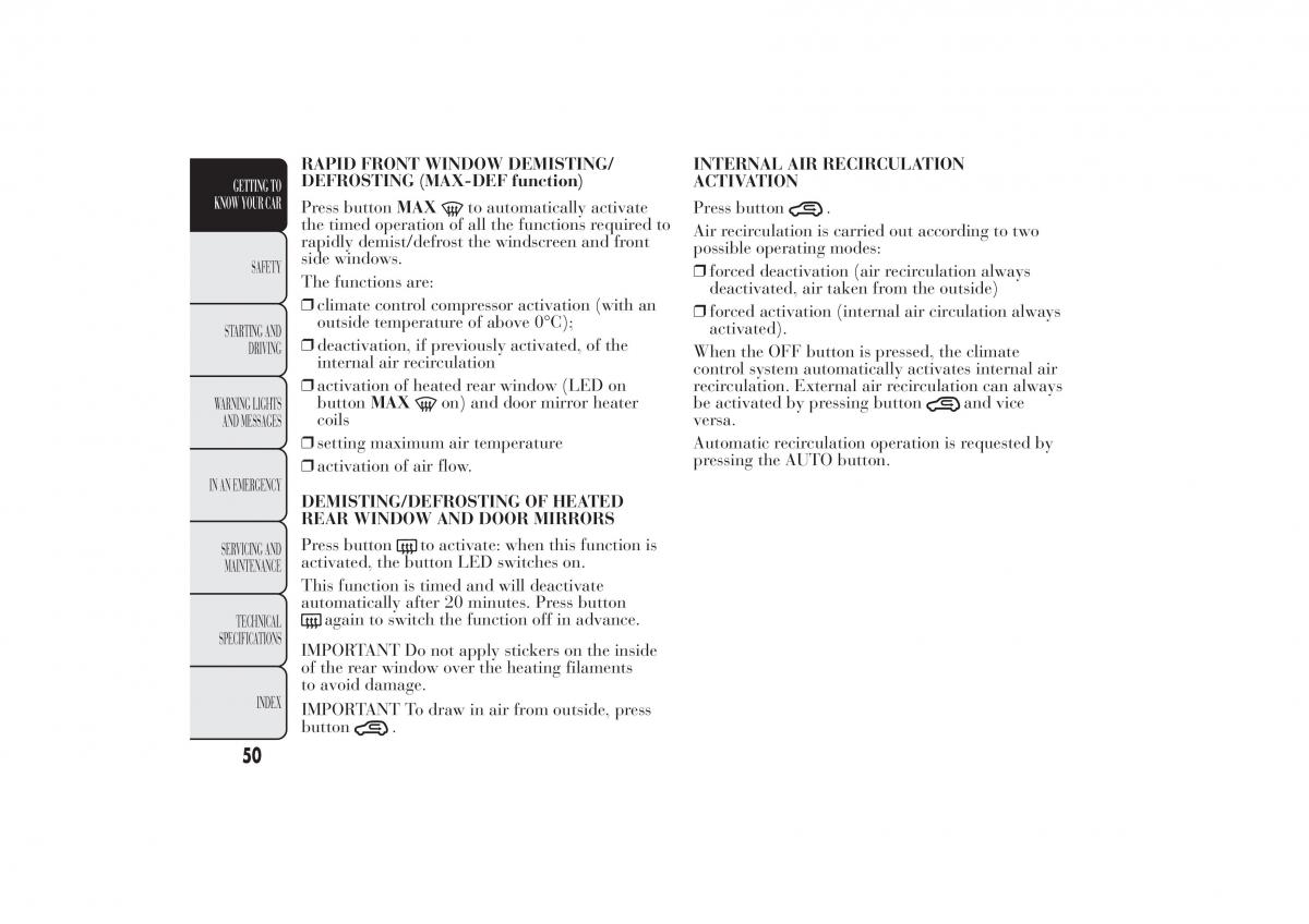 Lancia Ypsilon II 2 owners manual / page 54