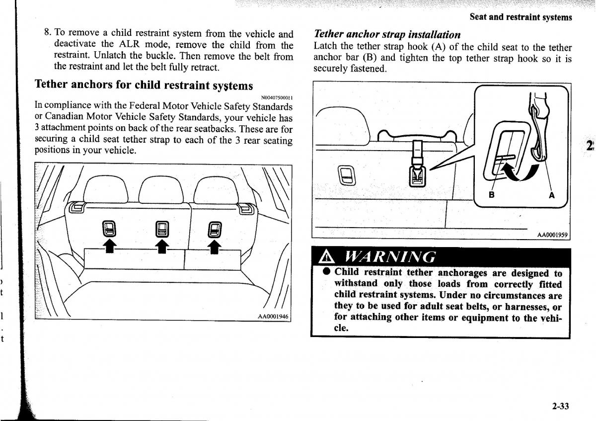 Mitsubishi Outlander I 1 owners manual / page 57