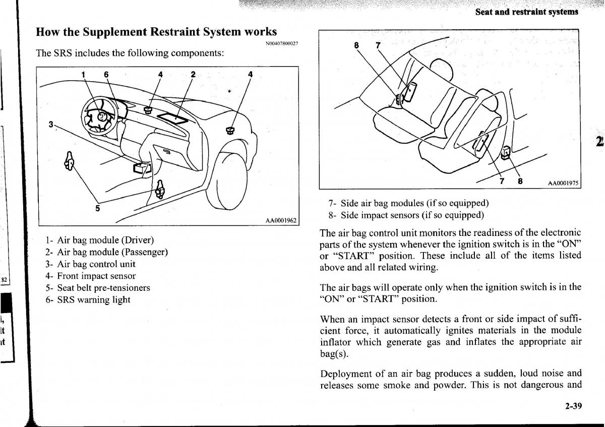 Mitsubishi Outlander I 1 owners manual / page 63