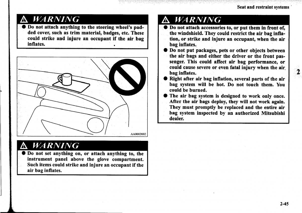 Mitsubishi Outlander I 1 owners manual / page 69