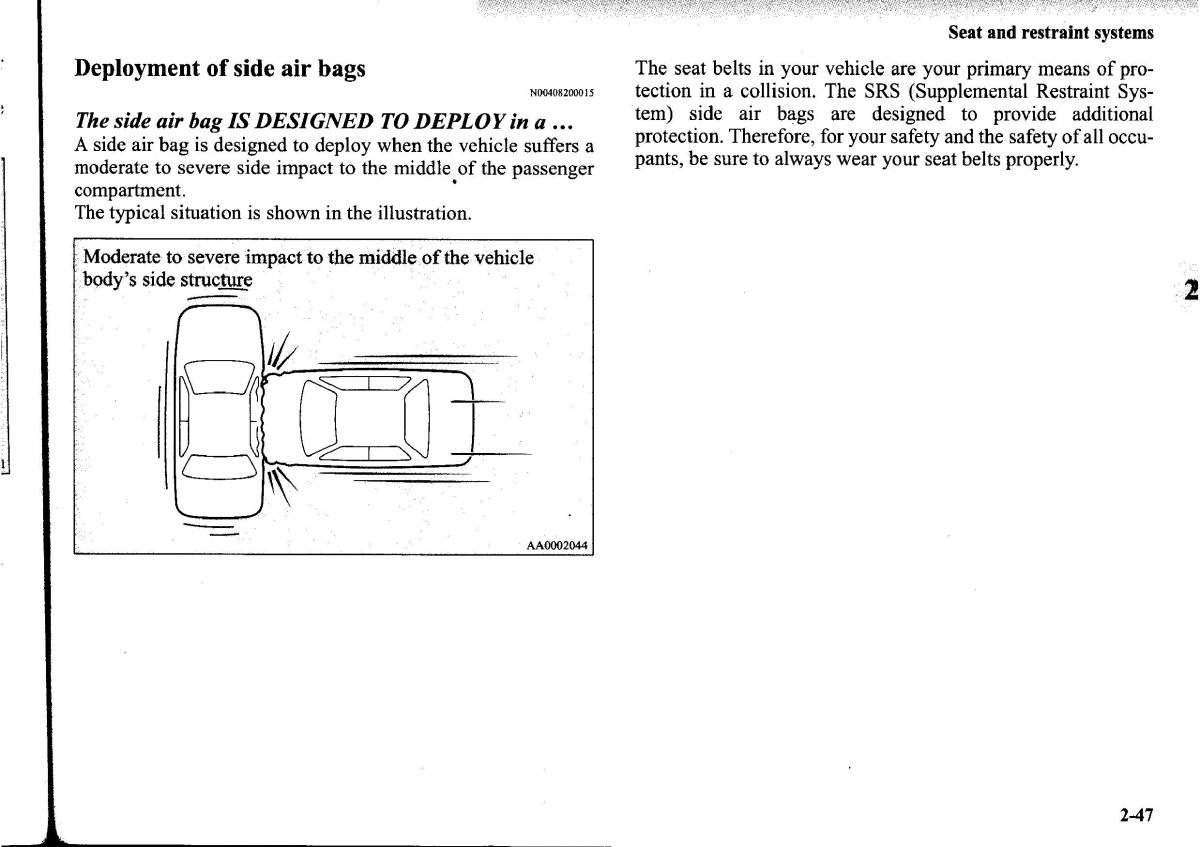 Mitsubishi Outlander I 1 owners manual / page 71