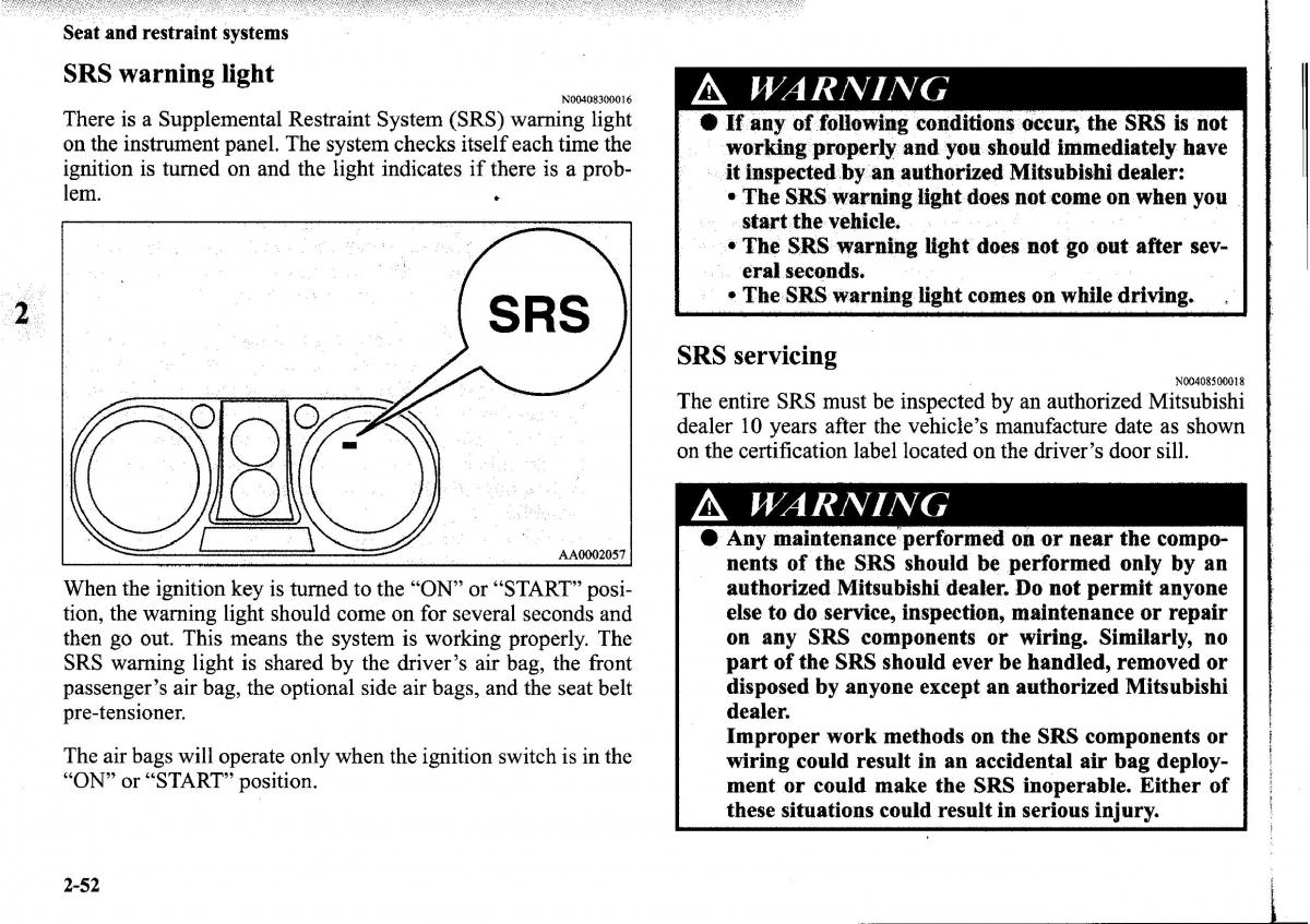 Mitsubishi Outlander I 1 owners manual / page 76