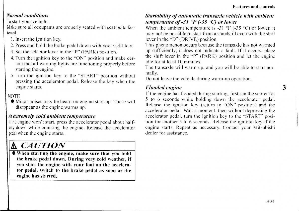 Mitsubishi Outlander I 1 owners manual / page 107