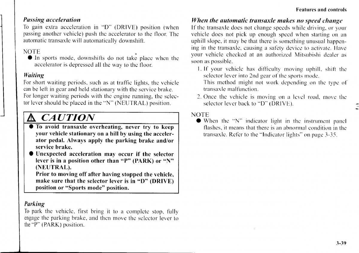 Mitsubishi Outlander I 1 owners manual / page 115