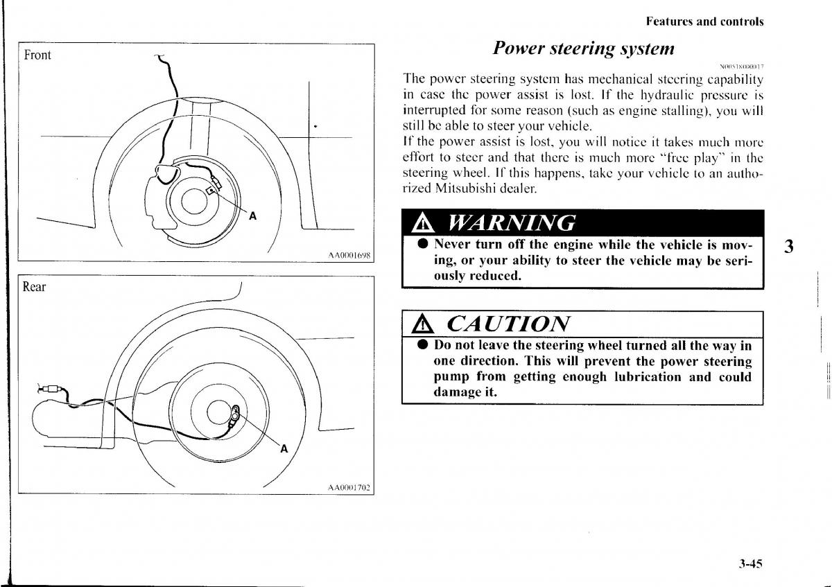 Mitsubishi Outlander I 1 owners manual / page 121