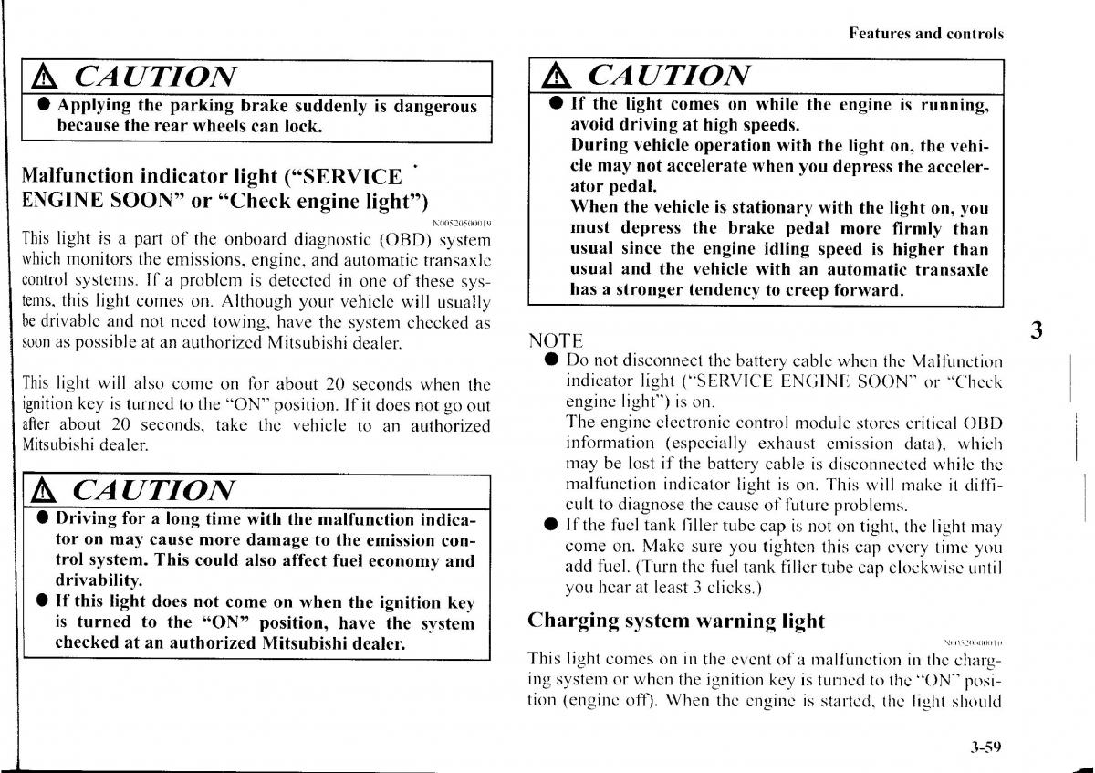 Mitsubishi Outlander I 1 owners manual / page 135