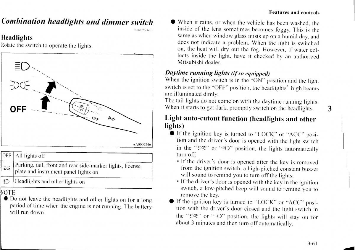 Mitsubishi Outlander I 1 owners manual / page 137