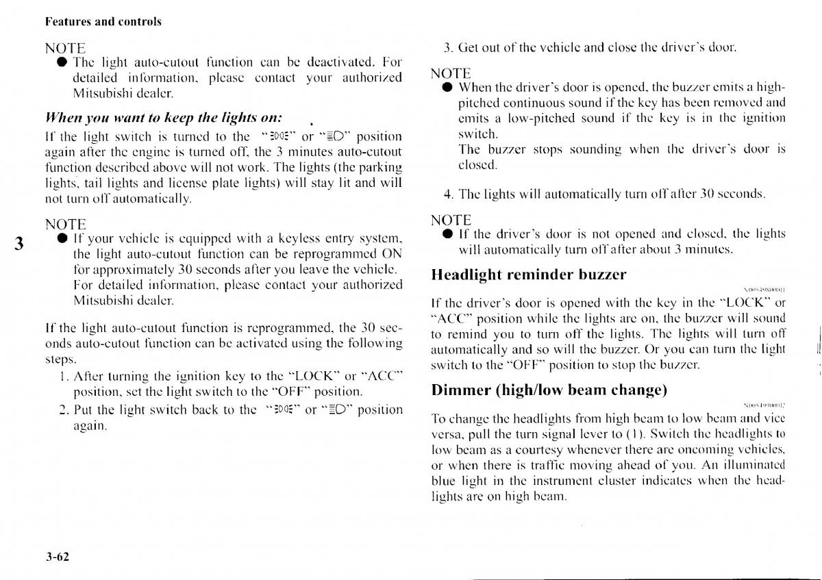 Mitsubishi Outlander I 1 owners manual / page 138