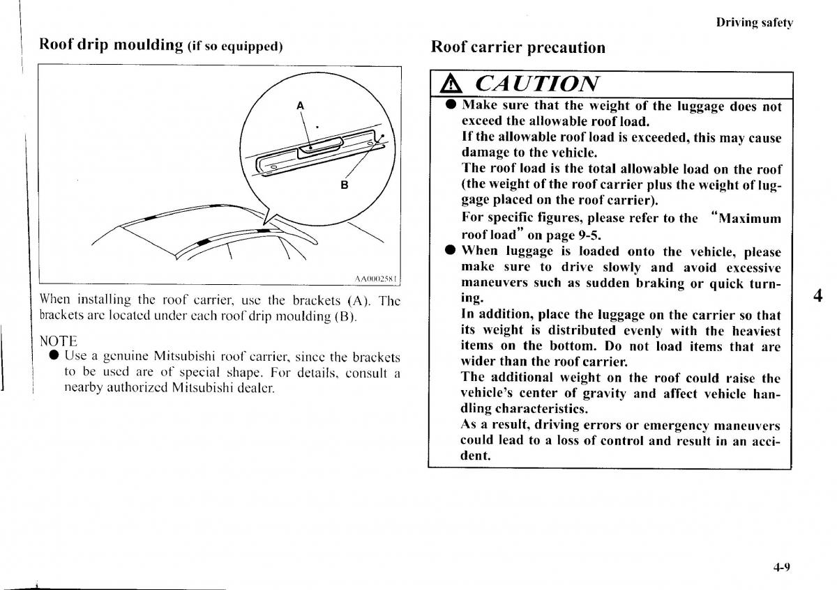 Mitsubishi Outlander I 1 owners manual / page 172