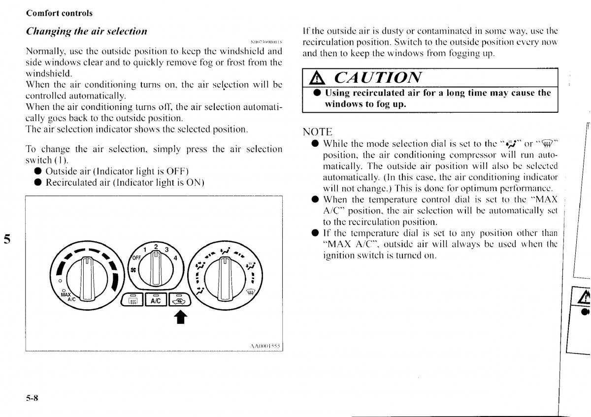 Mitsubishi Outlander I 1 owners manual / page 186