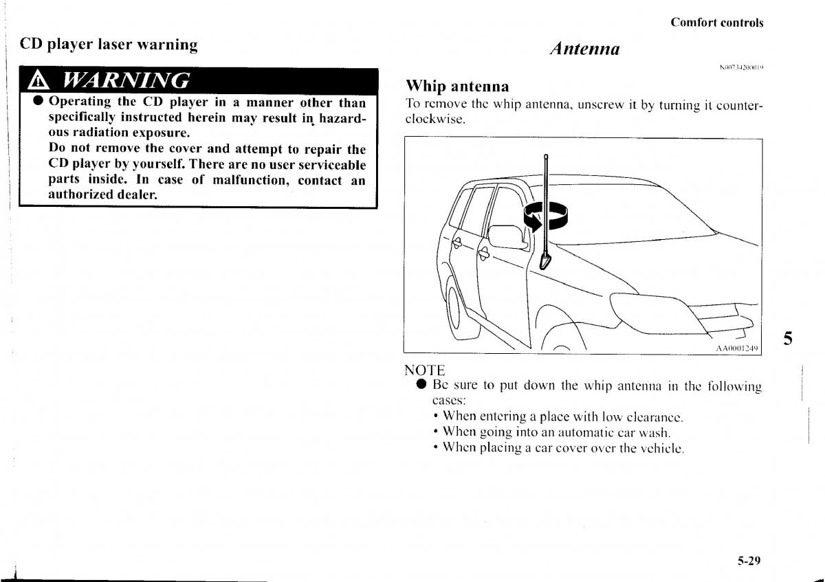 Mitsubishi Outlander I 1 owners manual / page 207