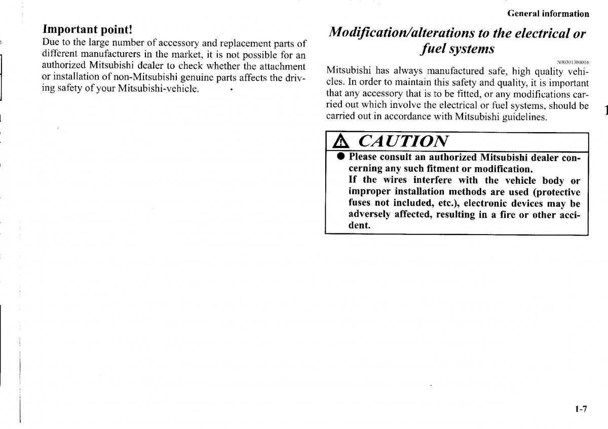 manual  Mitsubishi Outlander I 1 owners manual / page 22