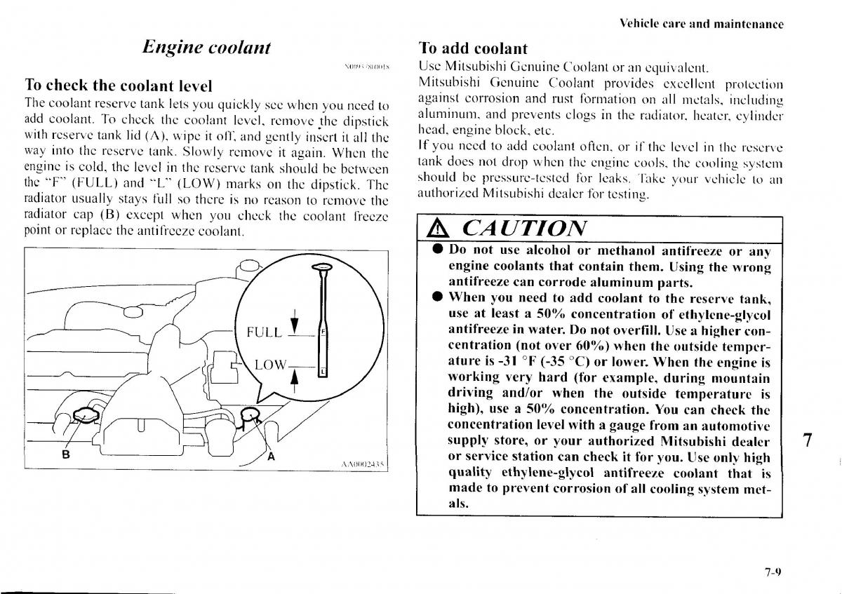 Mitsubishi Outlander I 1 owners manual / page 245