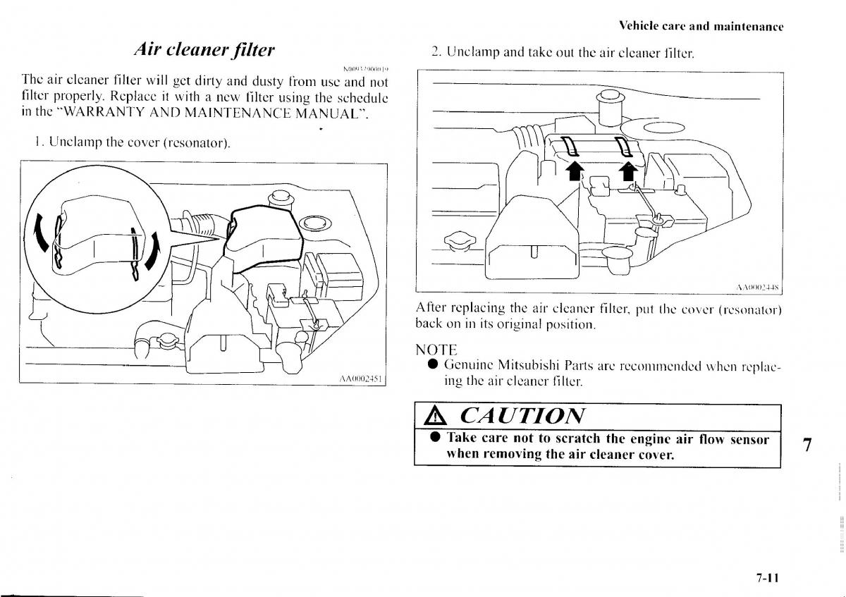 Mitsubishi Outlander I 1 owners manual / page 247