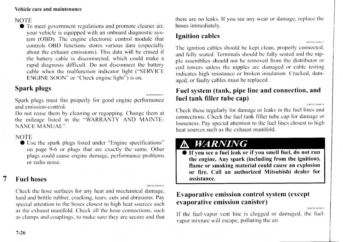 Mitsubishi Outlander I 1 owners manual / page 262