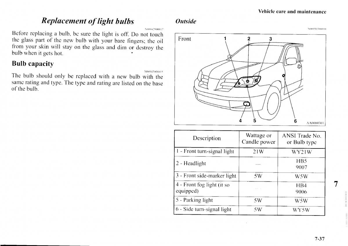 Mitsubishi Outlander I 1 owners manual / page 273