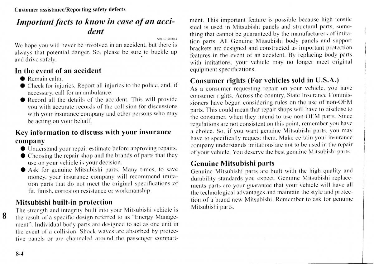 manual  Mitsubishi Outlander I 1 owners manual / page 295