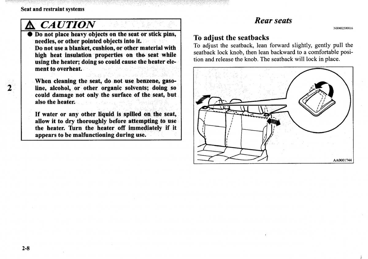 manual  Mitsubishi Outlander I 1 owners manual / page 32