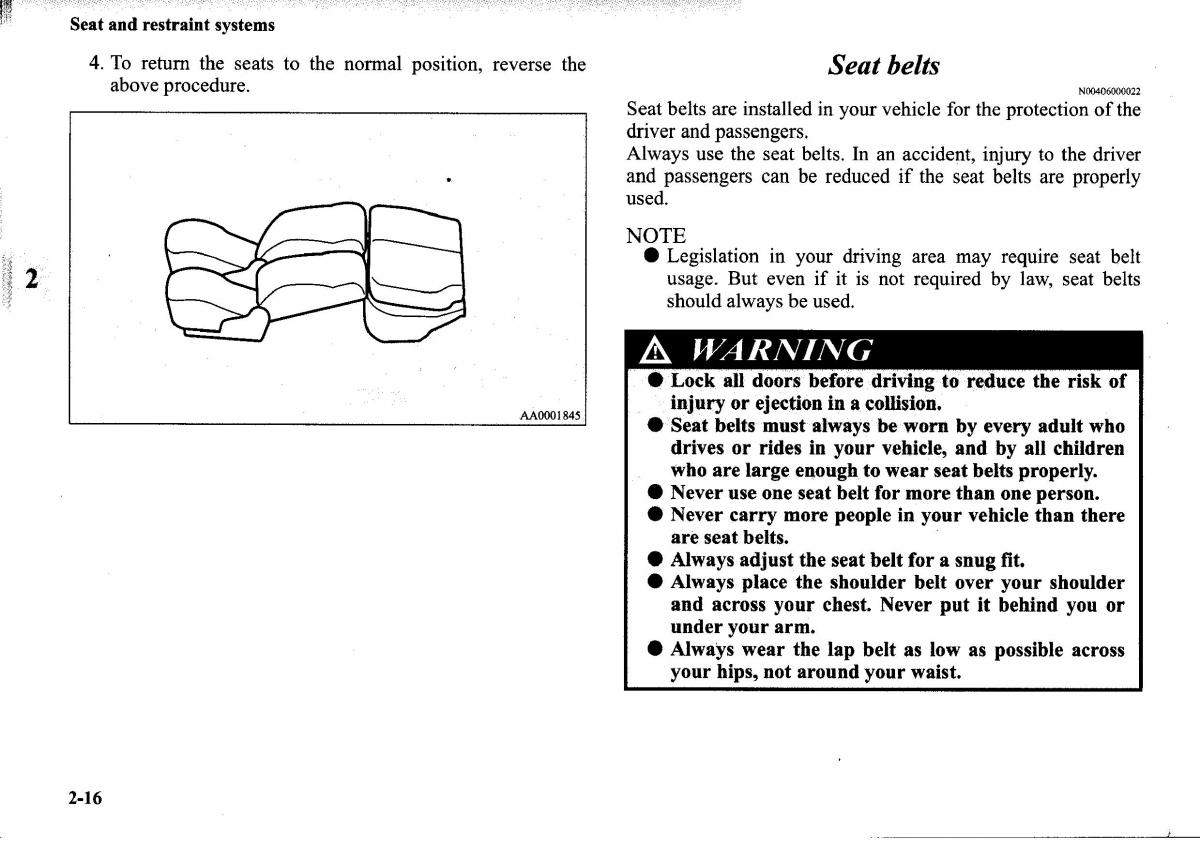 Mitsubishi Outlander I 1 owners manual / page 40