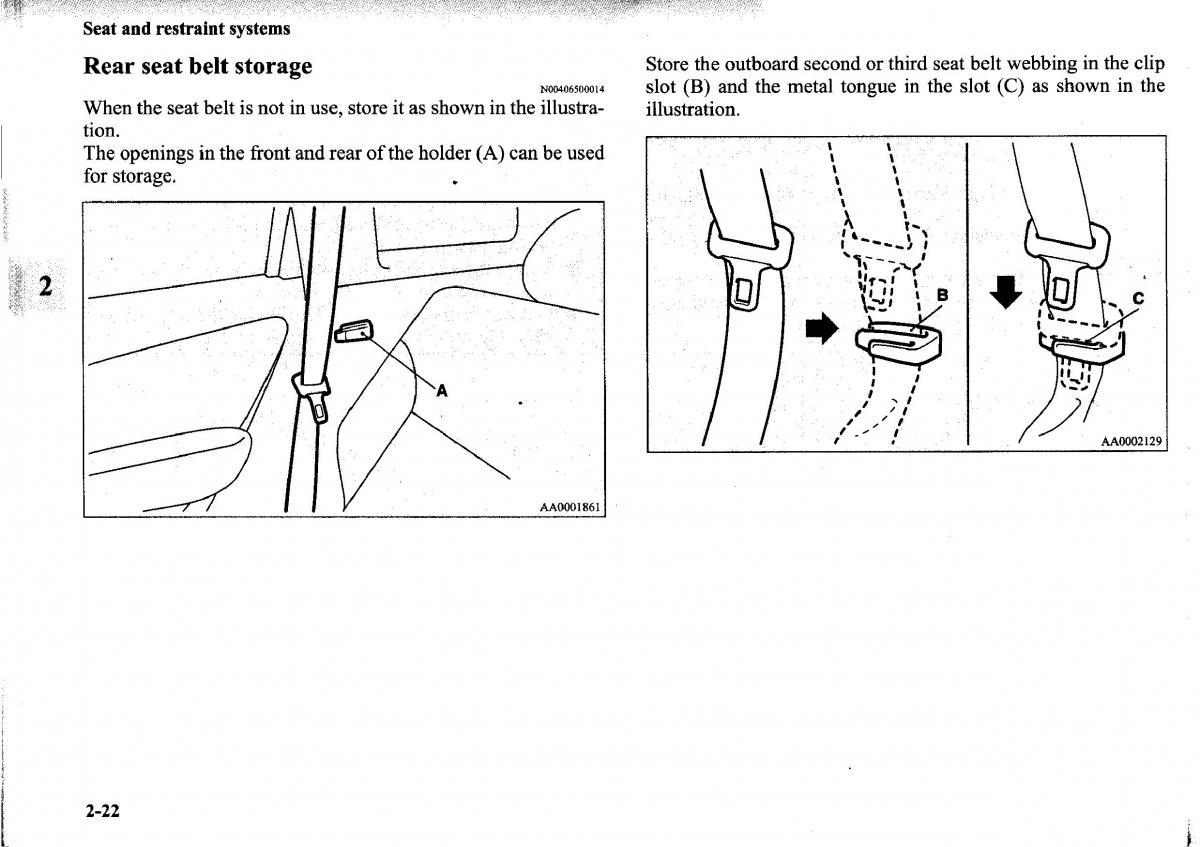 Mitsubishi Outlander I 1 owners manual / page 46