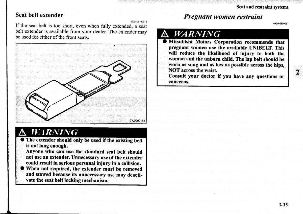 Mitsubishi Outlander I 1 owners manual / page 47