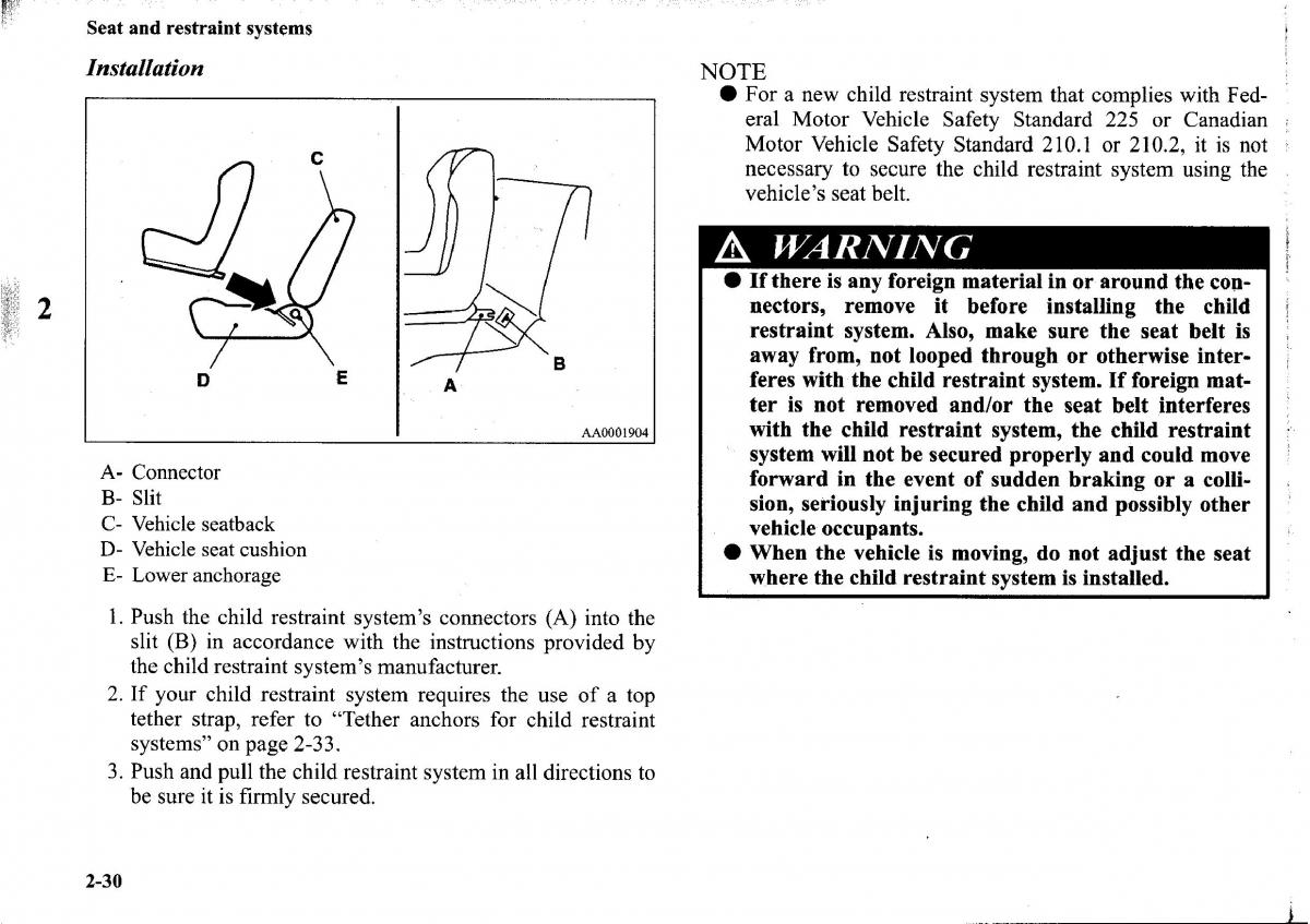 Mitsubishi Outlander I 1 owners manual / page 54