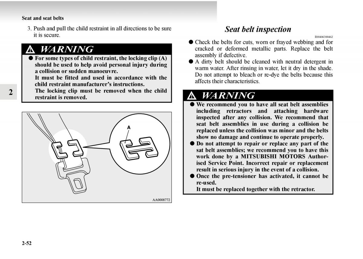 Mitsubishi Outlander II 2 owners manual / page 130